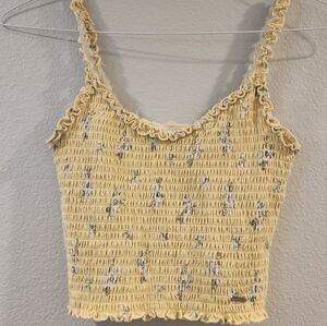 Hollister Yellow Smocked Tank Top
